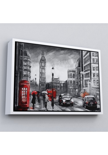 Çerçeveli Ingiltere Londra Yağlıboya Görünüm Dekoratif Tablo-3543