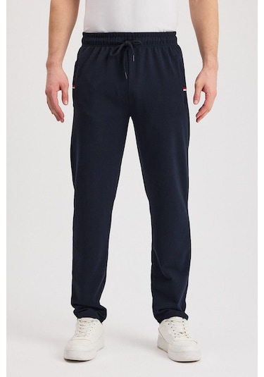 Siyah-lacivert-antrasit Erkek Fermuarlı Cepli Nakış Detaylı Düz Paça Rahat Kesim Günlük 3'lü Eşofman Altı Çok Renkli