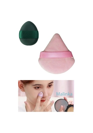 Melien Mini Üçgen Parmak Makyaj Süngeri Pembe - Yeşil 2'li