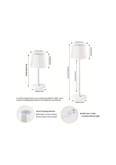 Topshop1 Beyaz Dokunmatik Dimli 8 Köşeli Led Masa Lambası, Usb Şarj, Ayar Çubuğu, Işık Stüdyo Aydınlatma