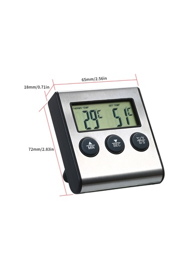 Wezone Mutfak Ve Bbq Gıda Sıcaklık Ölçerü - 0-250 C Aralığı, Zamanlayıcı Ve Alarm Özelliği, Lcd Ekranlı, Akıllı Prob Pil Dahil Değil