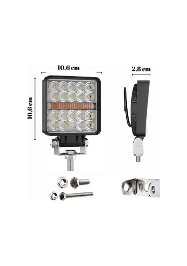 120w 12-24 Volt Kare Sis Farı Drl Turuncu Oto Çalışma Lambası Atv Kamyon Tır Traktör Offroad