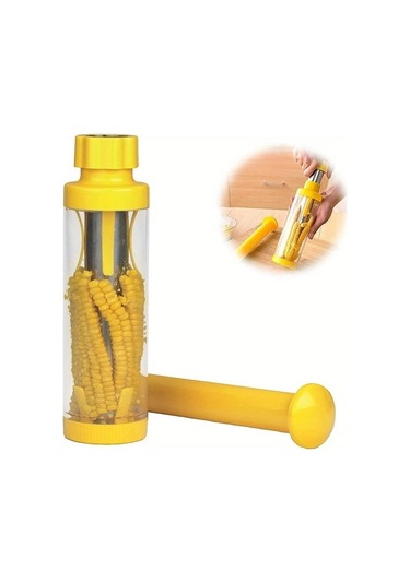Chuangyinshop Manual Paslanmaz Çelik Mısır Ayırıcı 10.23 Inç Ergonomik Yellow Plastik Sap Sarı