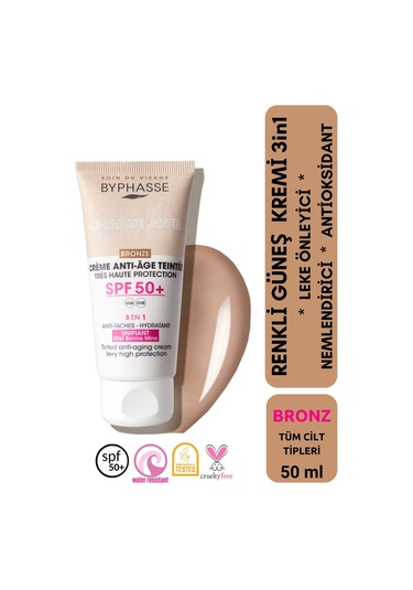 Byphasse Anti-Aging 3'ü 1 Arada Renkli Güneş Kremi Bronz SPF50+ 50 ML