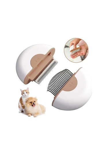 2-in-1 Kedi Tarak Köpek Bakım Fırçası Epilasyon Tapınma Temizleme Masaj Tarakları En İyi Pet Saç Fırçaları Haki
