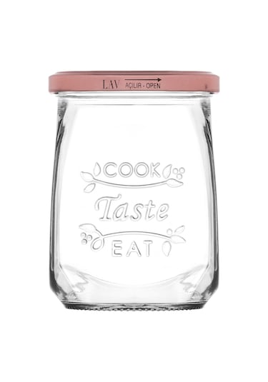 LAV Tasty Cam Kavanoz Tekli Orta Boy 550 ml Metal Kapaklı (Erzak Saklama/Turşu Kavanozu )