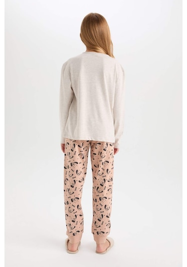 DeFacto Kız Çocuk Pijama Takım Baskılı Uzun Kollu Üst Desenli Beli Lastikli Uzun Alt D7744A824WNER68 Ekru DeFacto Kız Çocuk Pijama Takım Baskılı Uzun Kollu Üst Desenli Beli Lastikli Uzun Alt D7744A824WNER68 Ekru