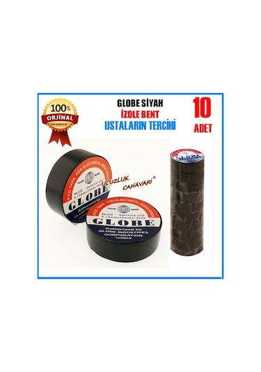 Globe İzole Bant Siyah 10 Adet