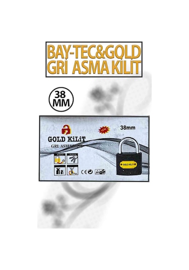 Gri Asma Kilit Bay-tec & Gold 38 Mm 3 Anahtarlı