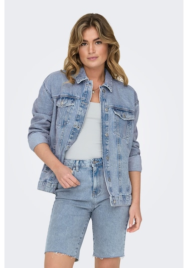 Only 15290378 Onlocean L/s Oversıze Jkt Dnm Noos Kadın Ceket Light Blue Denim