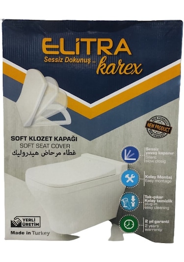 Elitra Amortisörlü Yavaş Kapanır Klozet Kapağı Karex Kare Model