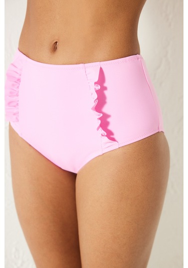 Penti Basic Yüksek Bel Fırfırlı Pembe Bikini Altı