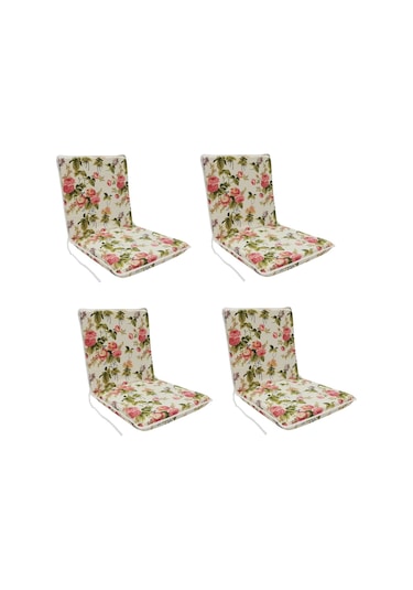 Sandalye Minderi Arkalıklı Lastikli Süngerli-4 Adet(Ingiliz Gülü) (521013441)