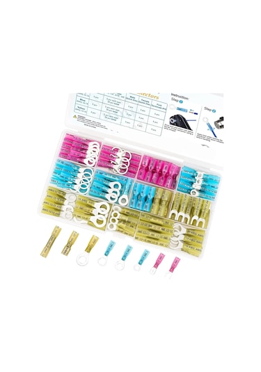 120pcs Isı Büzülme Tel Konektörleri, Otomotiv Deniz Elektriksel Terminalleri Kıvrım Konektör Halkası Çatal Kürek Ekleri