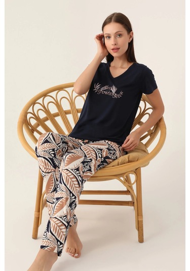 Arnetta 2915 Kadın Kısa Kol Pijama Takımı Lacivert