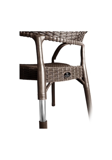 Bahex Bambu 4lü Set Rattan Kollu Bahçe Sandalye Koltuk 4ad Kahve Kahverengi