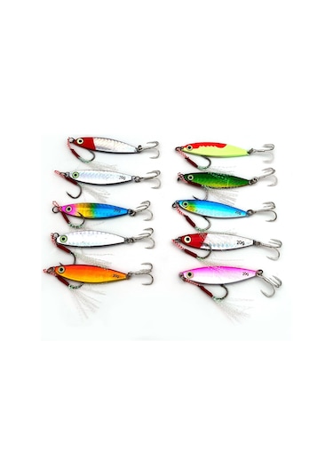 Valkyrie 10 Adet 20gr 6cm Kutulu Metal Rapala Jig Seti Balık Olta Yemi Parlak Gerçekçi Zoka
