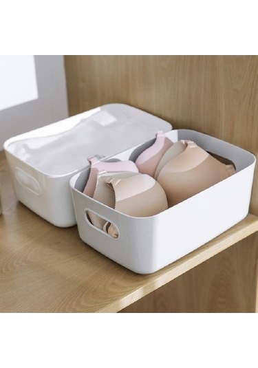 Tongxida Masaüstü Depolama Kutusu Banyo Mutfak Plastik Sepet Gri, Kozmetik Atıştırmalık Depolama Gri