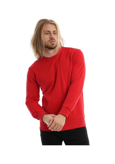 Erkek Bisiklet Yaka 3 İplik Sweat Kırmızı