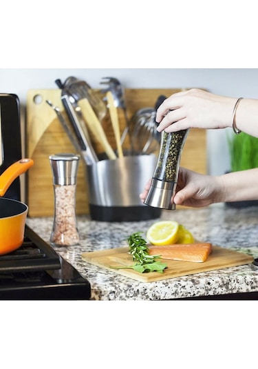 Seramik Bıçaklı Baharat ve Tuz Değirmeni Öğütücü Krom - 2 Adet