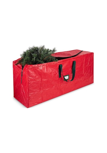 Novahub Su Geçirmez Yılbaşı Ağacı Saklama Çantası - Dayanıklı Pe, Renkli Etiket Penceresi Kırmızı Kırmızı