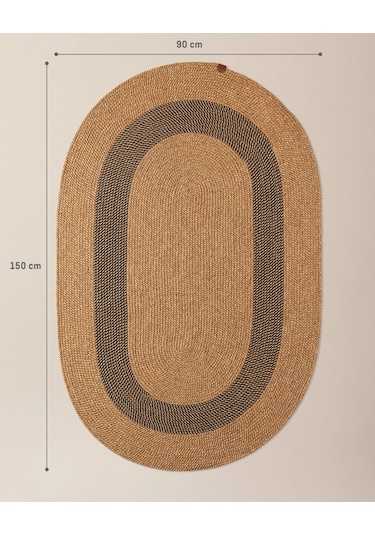Madame Coco Alsace Oval Kilim - Naturel/siyah - 90x150 Cm 8684427193235 Çok Renkli
