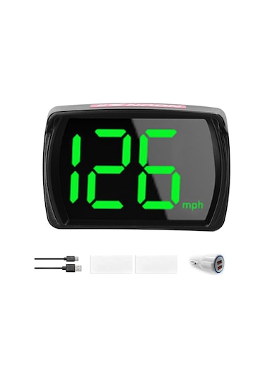 Xindoker Siyah Araç Yükselişli Görüntüleyici, Gps+bd Çift Mod Hız Gösterici, Usb Plug&play, 12-24v, Set 2 Araç Şarj Adaptörlü