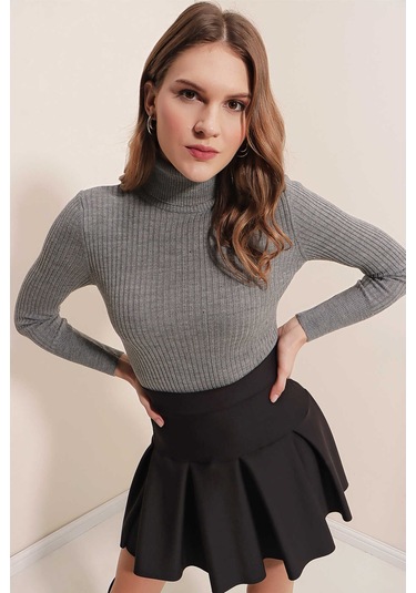 Gabria Fitilli Balıkçı Yaka Kazak Gri