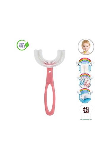 Mas Lord U Tipi Yeni Nesil Diş Fırçası - Pembe - Düz Model  6-12 Yaş