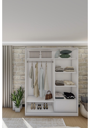 Gm 347 Menekşe Beyaz Sürgülü Gardırop