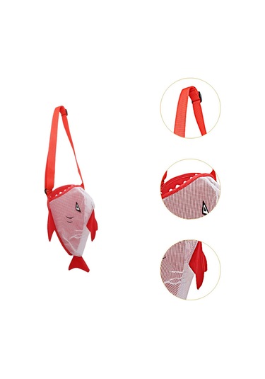 Suntek Yaz Çocukları Mesh Plaj Kabuk Torbası 25x18x15cm Çok Kırmızı