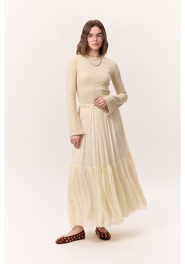 Crush Piliseli Uzun Etek Vanilya Vanilya