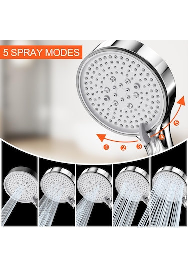 Qianfan 5 Püskürtme Türüne Sahip El Duşu, Duş Başlığı, Yağmur Krom