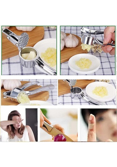 Profesyonel Gıda Hazırlığı Sarımsak Presi, Karanfil, Zencefil, Fındık, Yaban Turpu, Havuç İçin Katı Çinko Alaşımlı Sarımsak Ezici - Ağır Hizmet Tipi, Ergonomik Sap Siyah