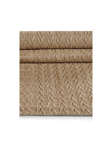 Sisaluna 4443 Bej Jüt Tabanlı Modern Dokuma Kilim Sisal Hasır Halı Bej