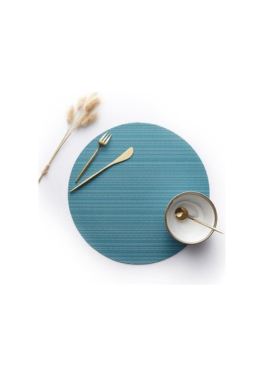 Mavi 4 Adet Kaymaz Yuvarlak Pvc Placemats Isı Yalıtım Mat Batı İskandinav Tarzı Yemek Paspasları Masa Mat Ev Otel Restoran Dekoru Mavi