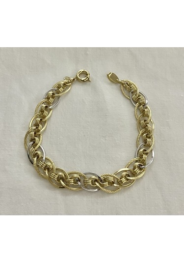 Bydevli Nakışlı Hallow Altın Bileklik-bbyd170 Sarı Altın