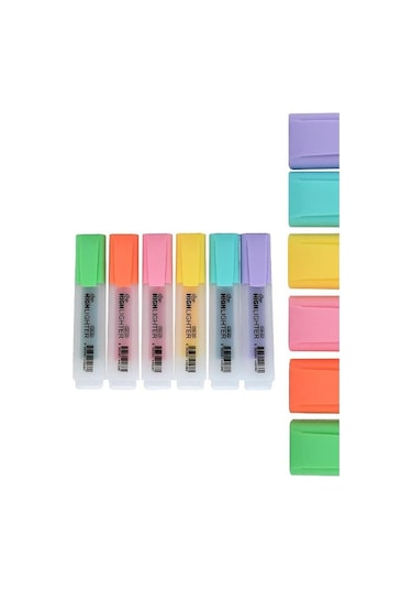 Cengo Fosforlu Kalem Neon Renkler ve Pastel Renkler  6'lı 2 Adet Set