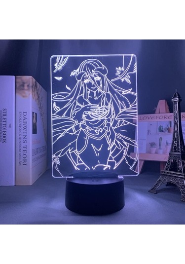 Goldenqian Anime Led Işık Derebeyi Albedo Yatak Odası Dekoru Için Gece Lambası Manga Doğum Günü Hediyesi Odası 3d Gece Lambası Derebeyi 7s051k Siyah