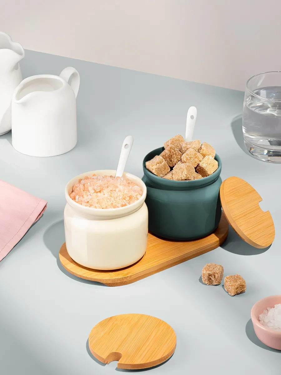 Villa Como Kapaklı Ve Kaşıkla Birlikte Seramik Şekerlik Ve Tuzluk Seti 265552731 0