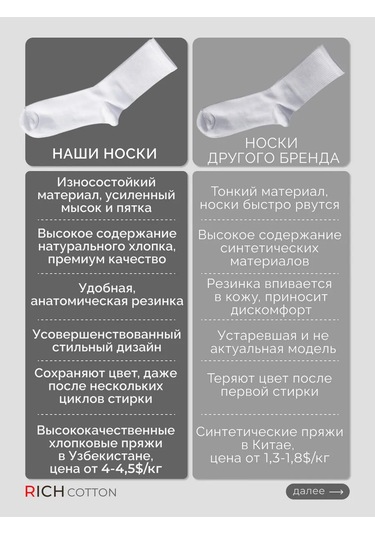 Rıch Cotton Beyaz Çorap Seti Yüksek 406974555 Beyaz