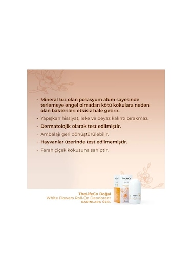 TheLifeCo Doğal Roll-on Deodorant Cherish 60 ML + White Cedar 60 ML + White Flowers 60 ML