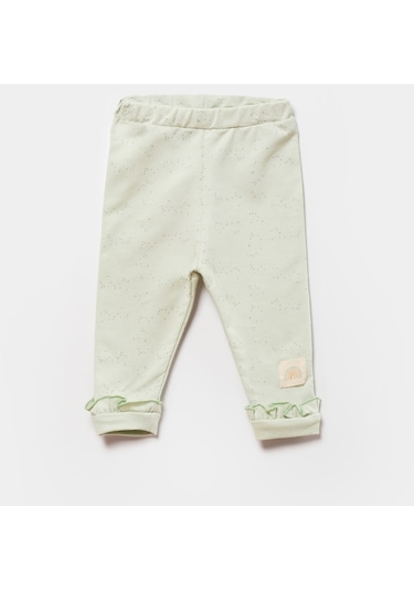 Biorganic Tiny Birds Patiksiz Bebek Pantolonu 57876 Ekru - Yeşil