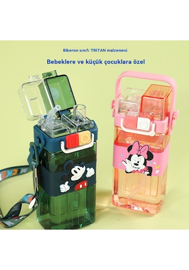 Mengtuo Yaz Yüksek Değer Öğrenci Kare Çift İçki Pipet Kupası Mavi