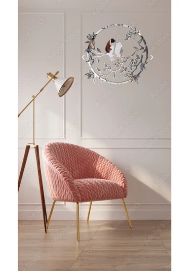 Serçe Mdf Üzeri Gümüş Pleksi Duvar Dekorasyon Lazer Kesim 30x30cm