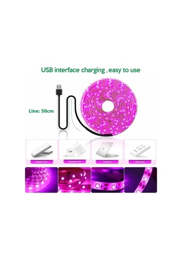 Ulzyvf Led Bitki Işık Şeridi, Usb 5v, Fidelerin Büyümesine Yardımcı, Tam Spektrum, Nem Geçirmez, 5m Diğer