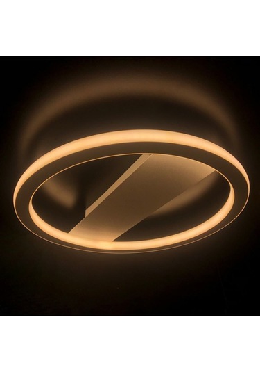 Tavan Tipi Led Avize Plafonia Transparent Daire 80cm Siyah - Sarı