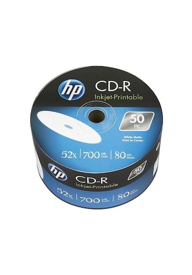 Hp Cd-r 52x Inkjet Printable 700mb 80dk 50'li Spindle