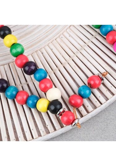 Bonibon 99luk Renklli Boyalı Ahşap Küre Kesim 10mm Namaz Tesbihi Çok Renkli