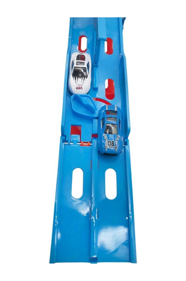 Farbu Oyuncak Sürat Pistli Tır, 2 Mt Pist Tek Kol Fırlatıcı 24 Araç Kapasiteli Taşıyıcı Tır, 2 Adet Araba İçerir Mavi Mavİ